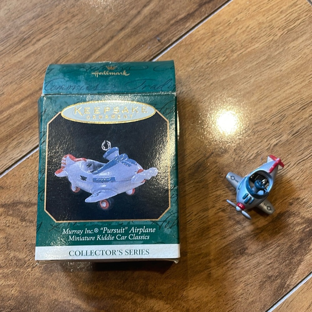1997 Hallmark keepsake Pursuit airplane ornament: miniature kiddie car classics